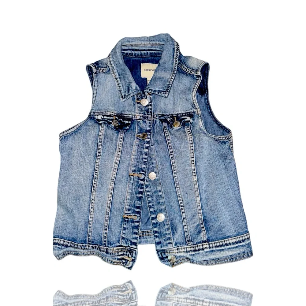 Vintage Sleeveless Denim Vest: Girls XL 14/16: 90’s Y2K: GUC